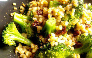 Wheat berries and purple sprouting