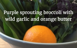 Purple sprouting broccoli with wild garlic